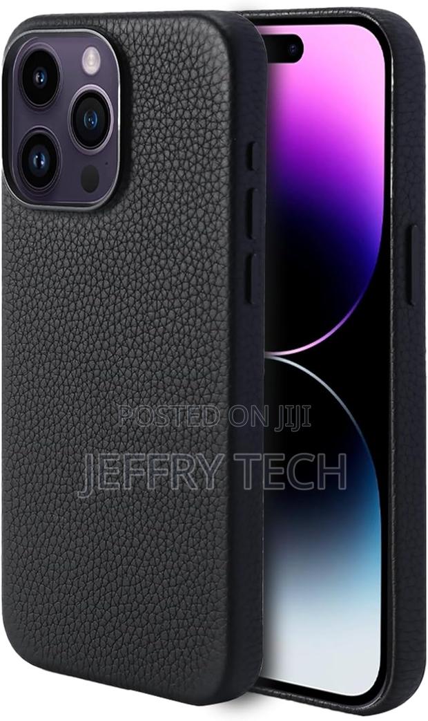 Genuine Leather Case for iPhone 15 Pro Max Top Litchi Grain - main view