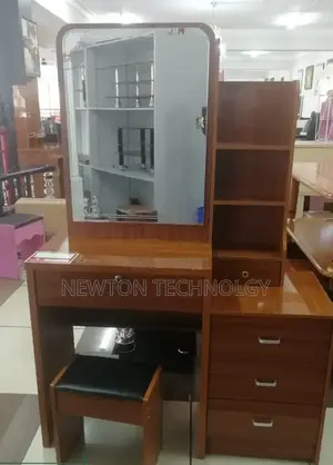 Brown Dressing Table With Sliding Mirror