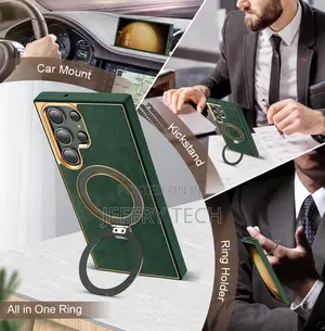 Yemodo Galaxy S23 Case With Leather Magnetic Ring Stand