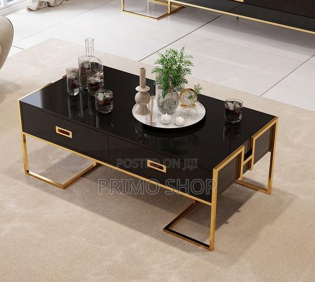 Coffee Table; Spacious Gold and Black Palette Coffee Table - thumbnail 5