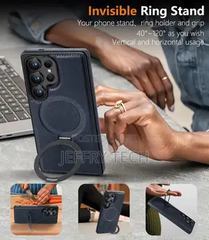 Samsung Galaxy S25 Ultra Leather Case,Invisible Stand
