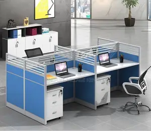 Workstations: 4 People Simple Modern Staff Workstation Desk