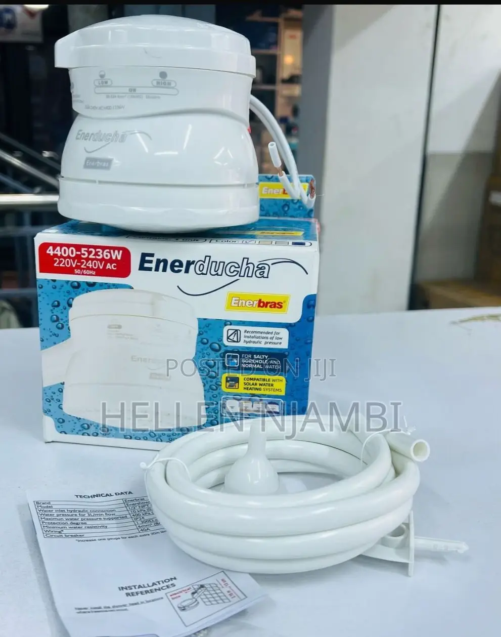 Enerbras 3t Instant Hot Shower Head - Salty N Fresh Water