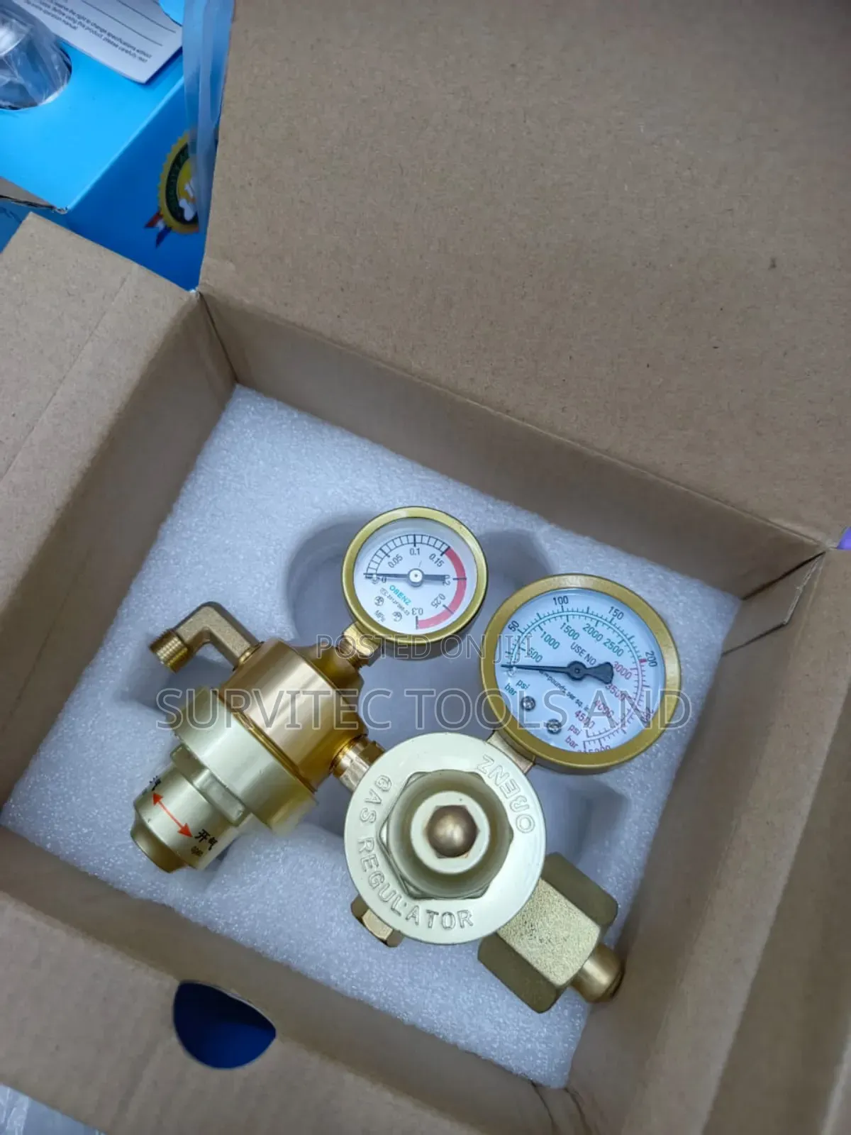 Female Argon Regulator Brass Coated