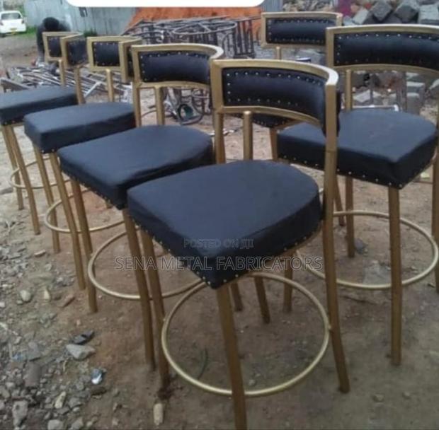 Bar High Stools With Black Leather Faux Backrest and Seating