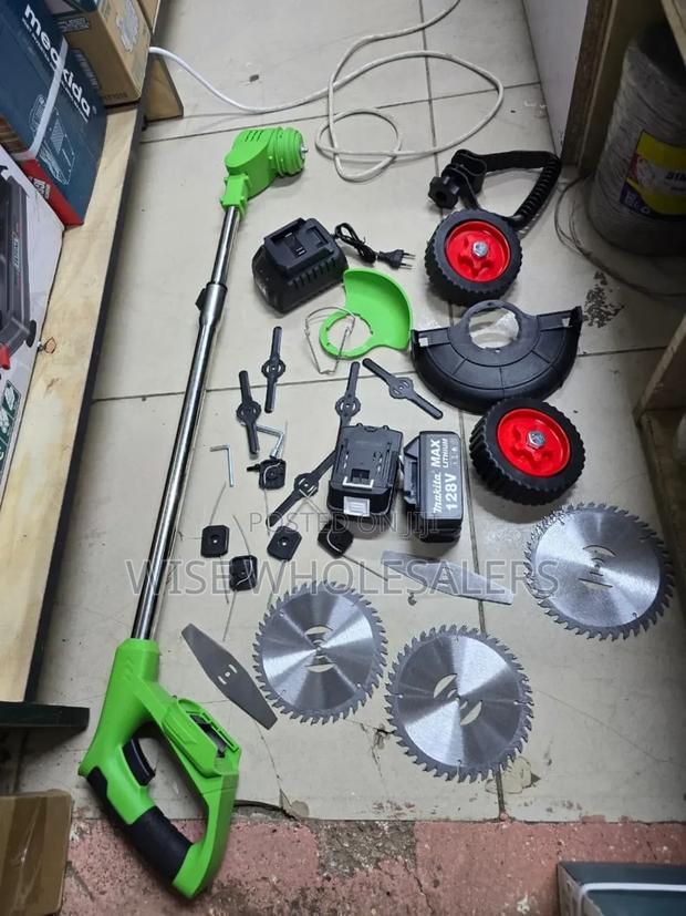 128v Cordless Brush Cutter With 15blades Set And Trolly Legs