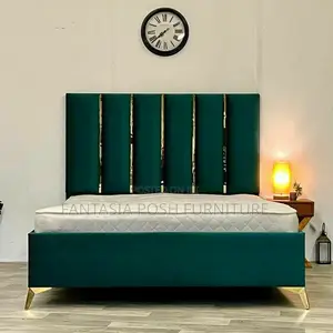 Stylish Mocket 5*6 Bed With Striped Headboard