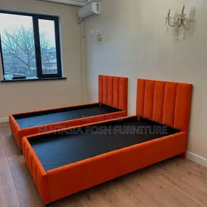 Studious 5*6 Chester Bed With Bright Orange Upholstery