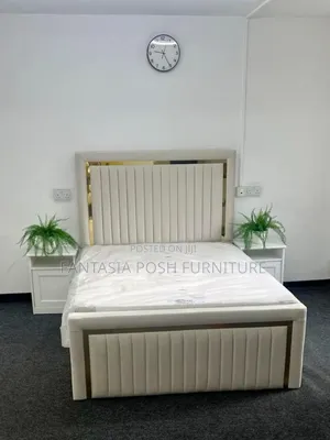 5x6 Modern Cream Panel Bed Available - Pay on Delivery