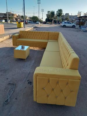 7-Seater L-Shaped Sectional Sofa in Bright Yellow