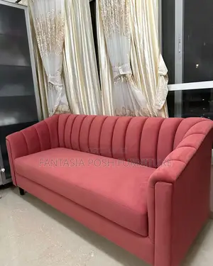 Plum 3-Seater Sofa With a Channel-Stitched Backrest