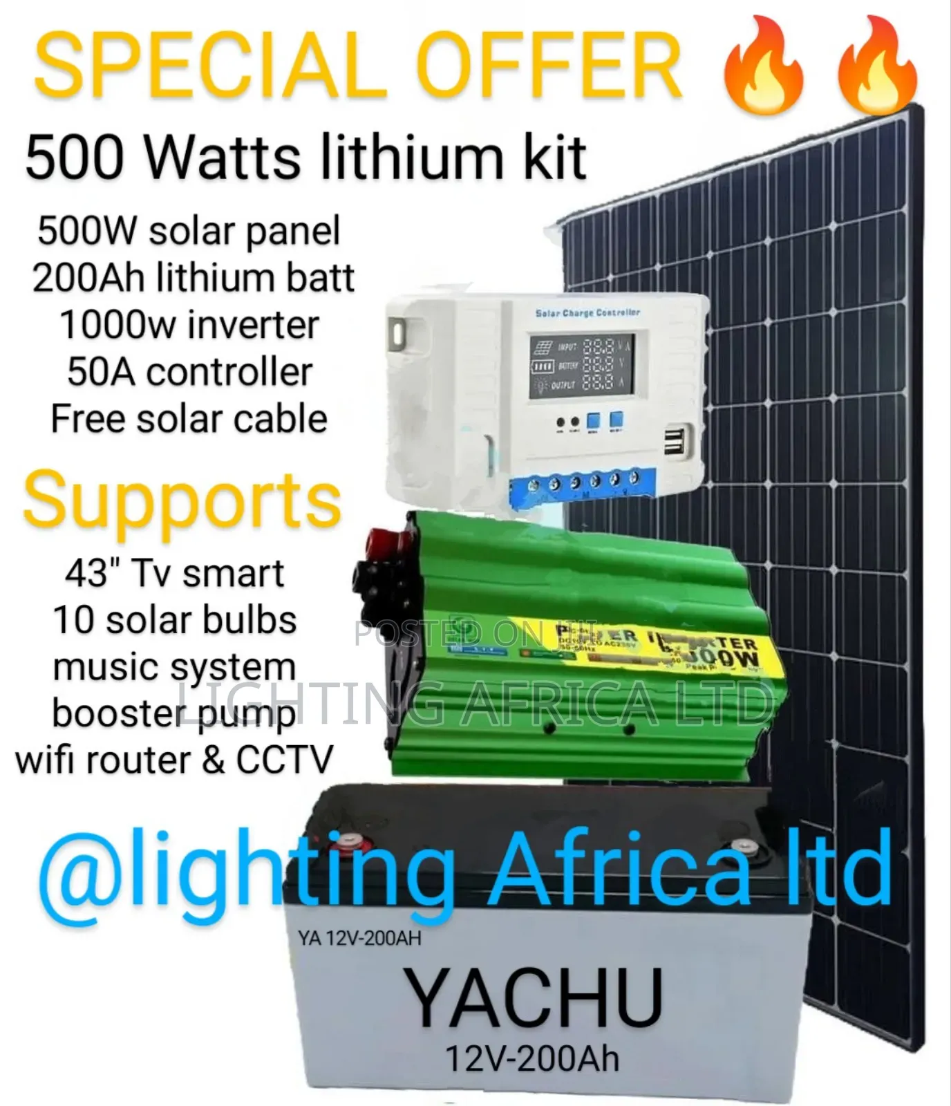New Lithium 550 Watts Special Solar Kit 200ah Lithium Ion Battery