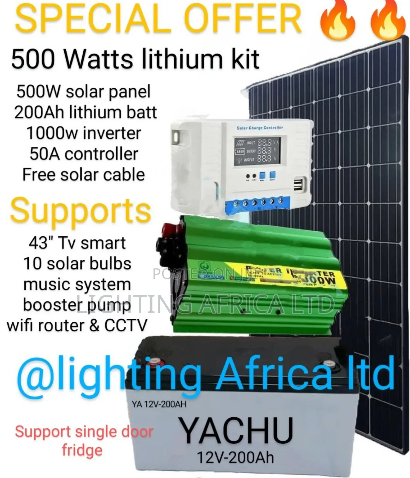 New Lithium 550 Watts Special Solar Kit 200ah Lithium Ion Battery