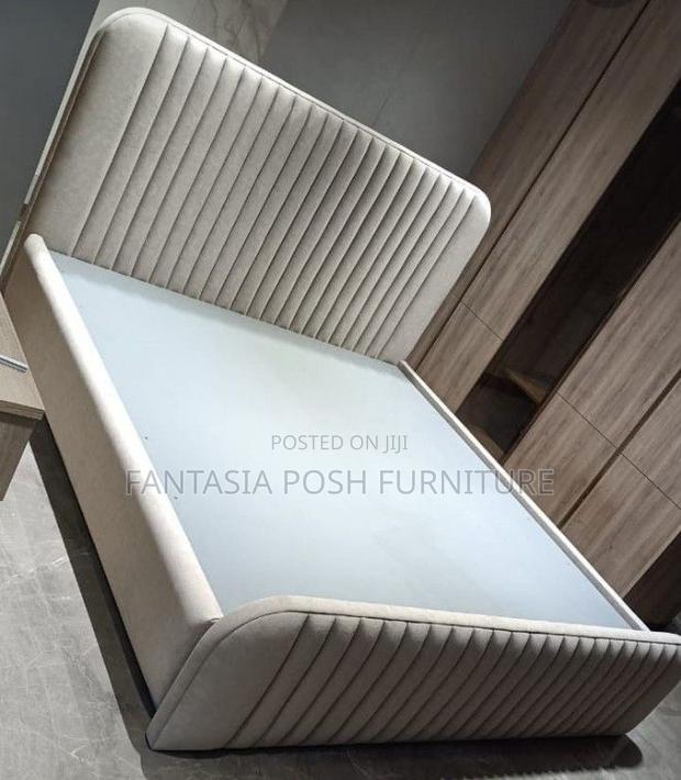 Posh Mocket Bed in Cream Beige Upholstery - main view