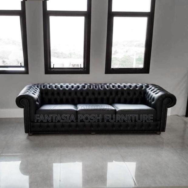 3-Seater Chester Sofa in Black Leather