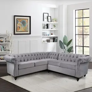 5-Seater Corner Sofa With Light Grey Fabric