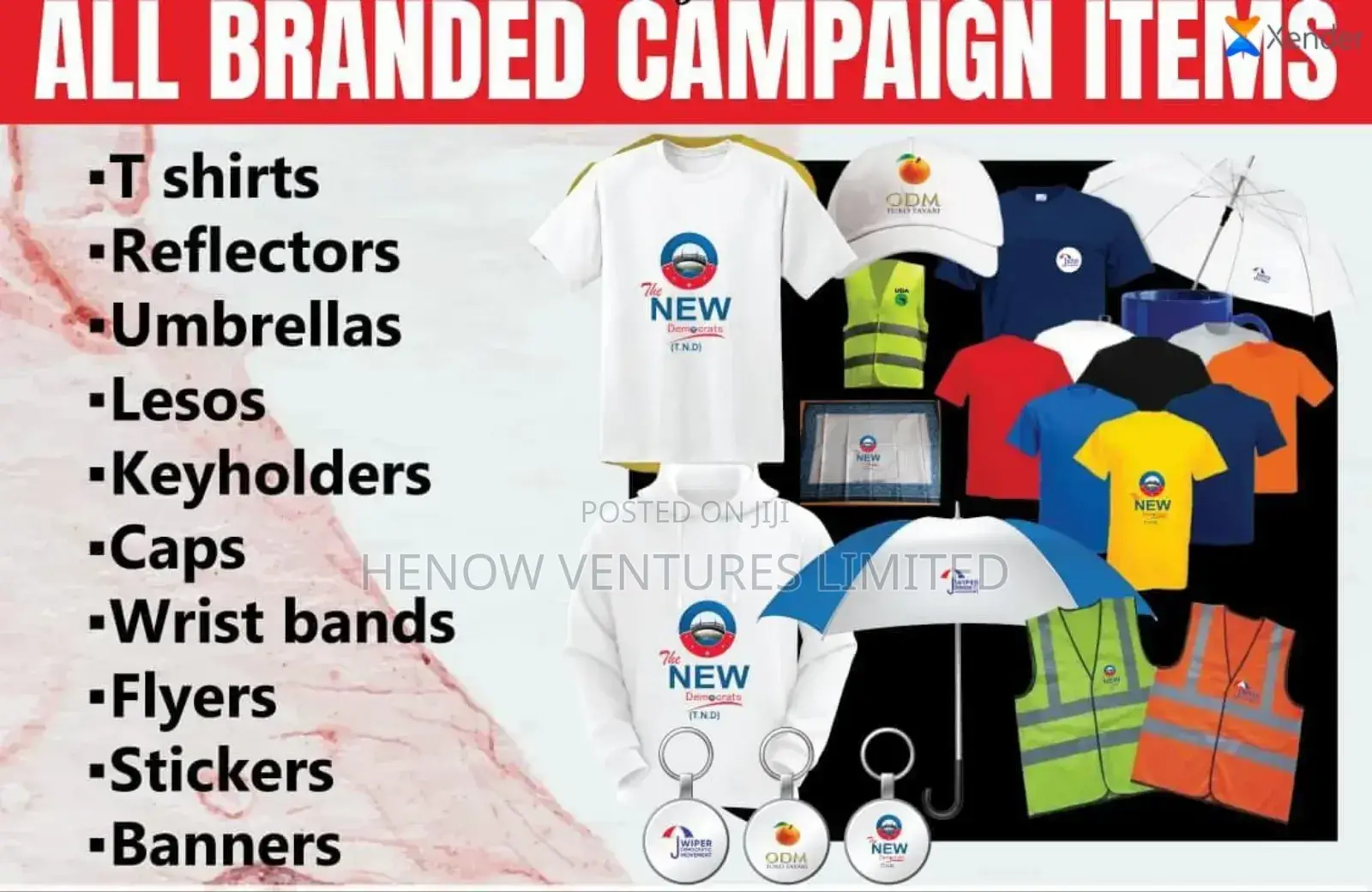 Branding (Umbrellas, Tshirts, Hoodies, Reflectors Etc)