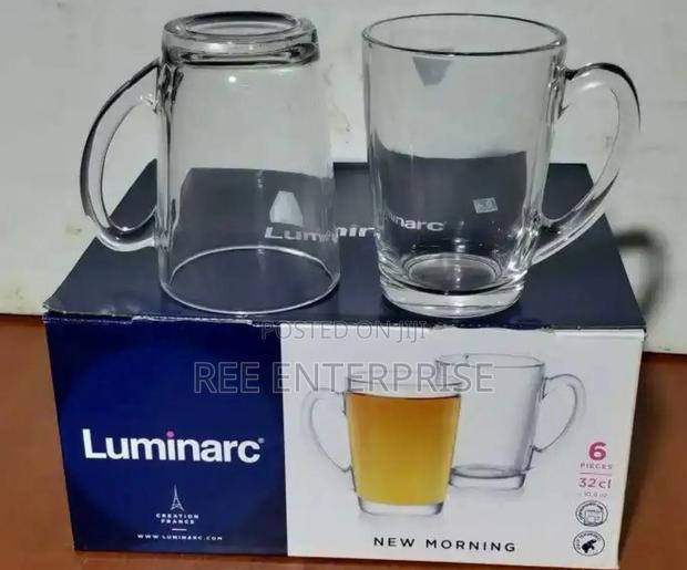 Brand New Set Of 6 Luminarc(New Morning)Clear Mugs
