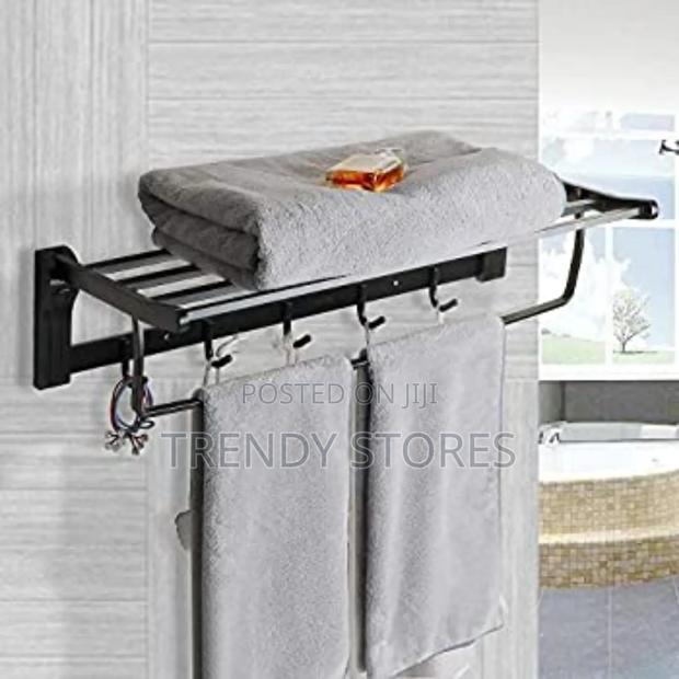 Black Metallic 55cm Bathroom Towels Rack