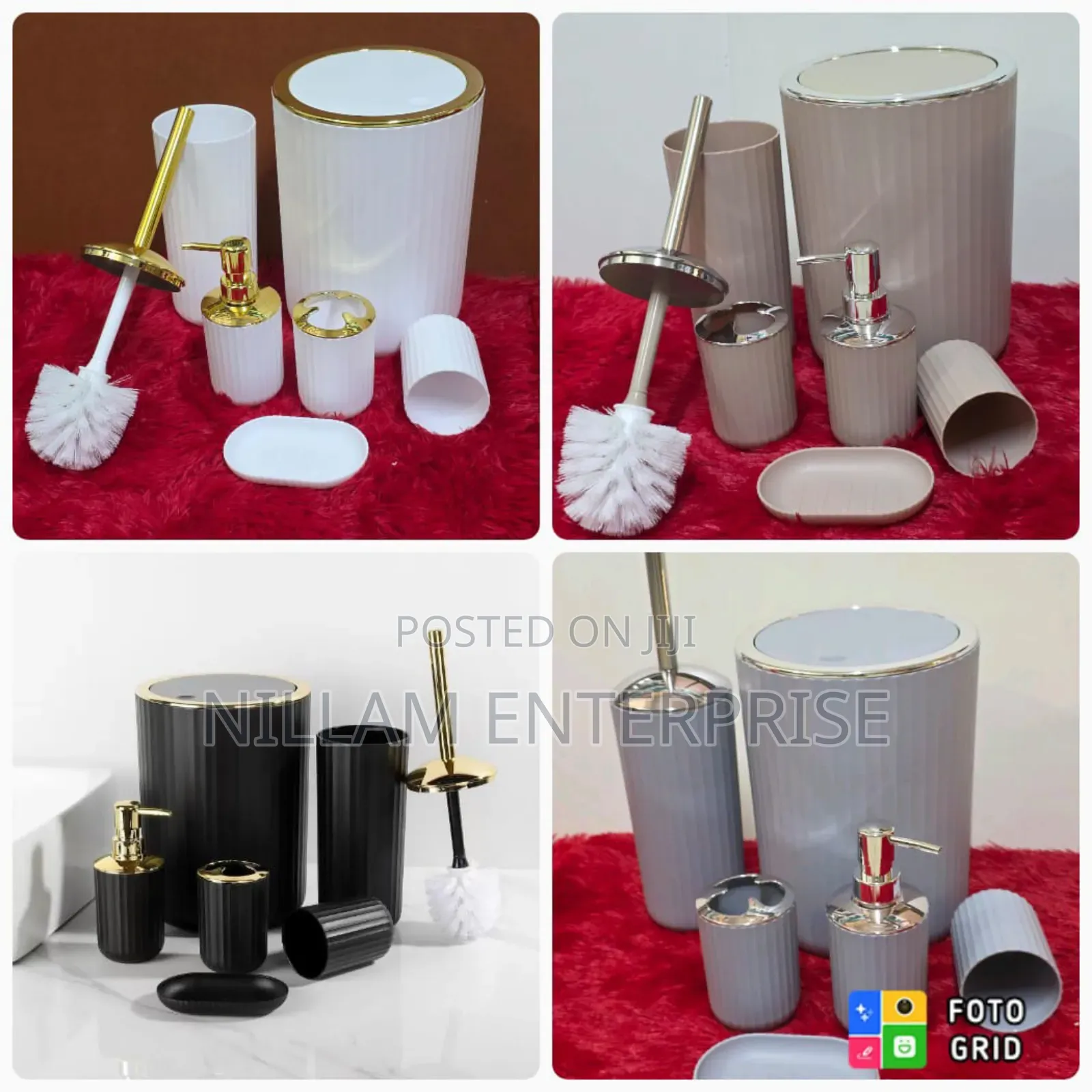 6 in Luxury Bathroom Accessories Set With Gold Silver