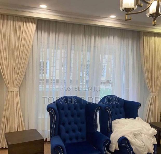 Beige  Hook Window Curtains And White Soft Sheers - main view