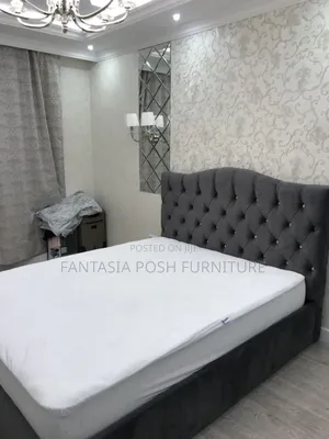 Dark Grey Tufted Velvet Mocket Bed Size 5 by 6