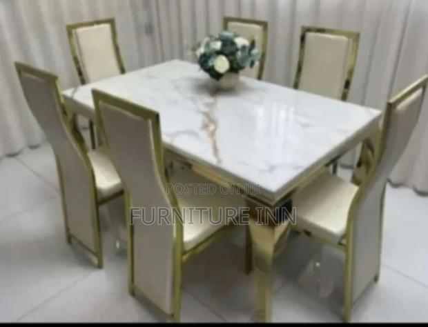 Gold Pure Marble 6 Seater Dining Table