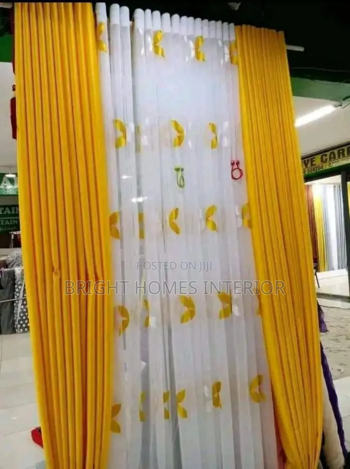 Yellow/Mastered Stitched Ready Curtain Available