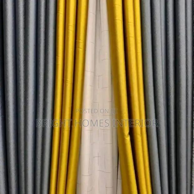 Total Blackout Mastered Yellow and Dark Grey Curtain