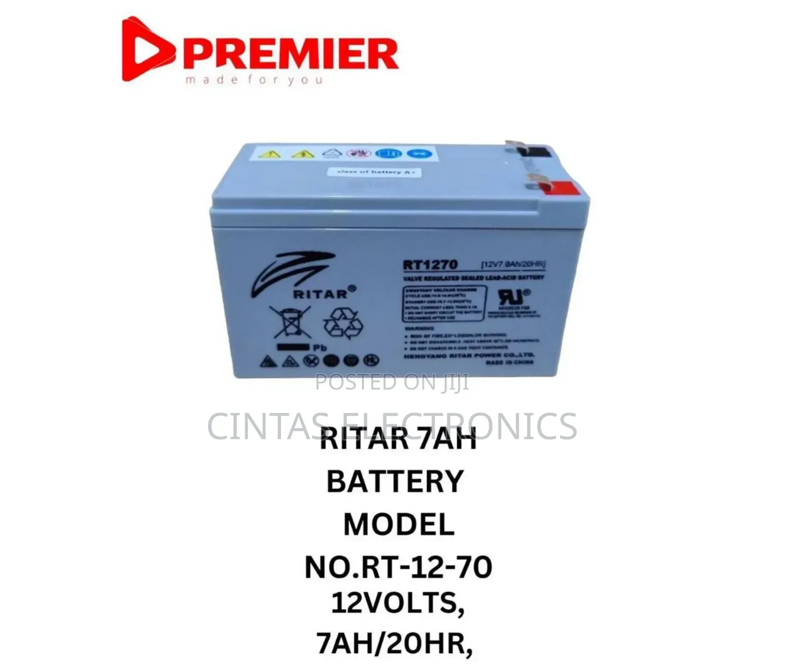 7ah 12volts Ritar Battery