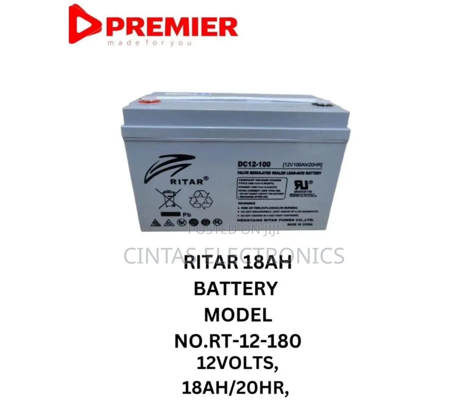 18ah 12volts Ritar Battery