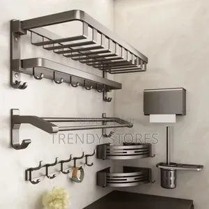 *7pcs Multifunctional Aluminum Bath Towel Storage Rack