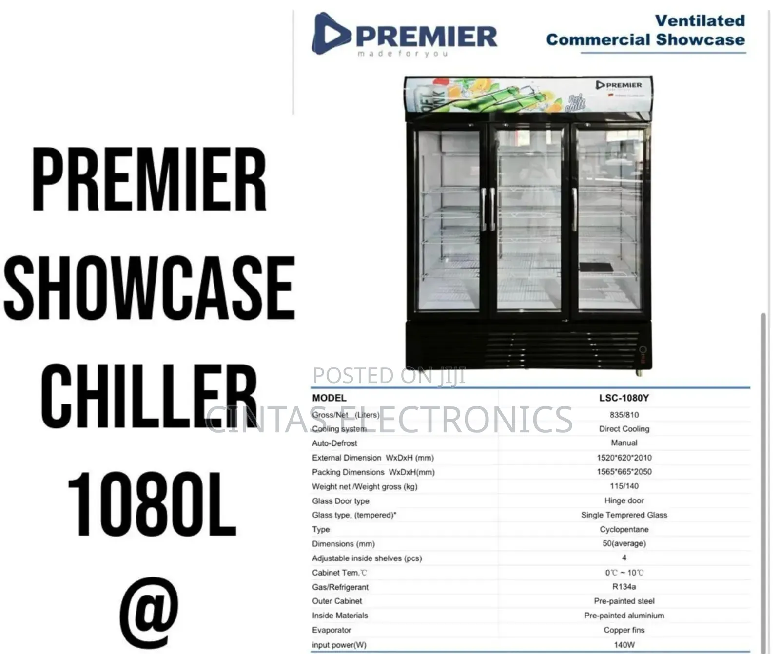 Premier Showcase Chiller 1080litres