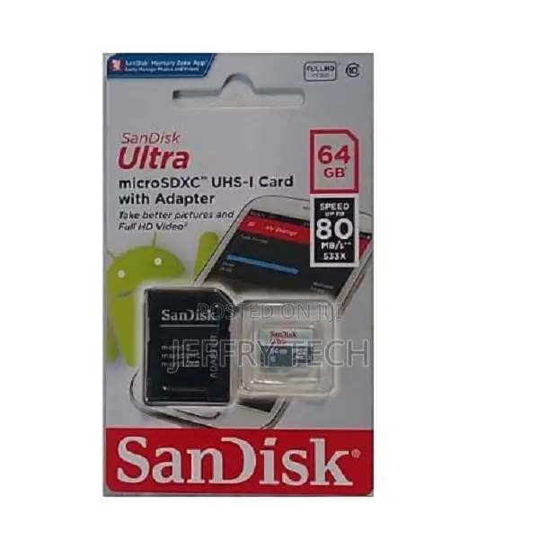 Sandisk Ultra 64gb Microsd 80mb/S Speed Memory Card
