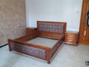 Walnut Upholstered Panel Bed Frames Size 5 by 6