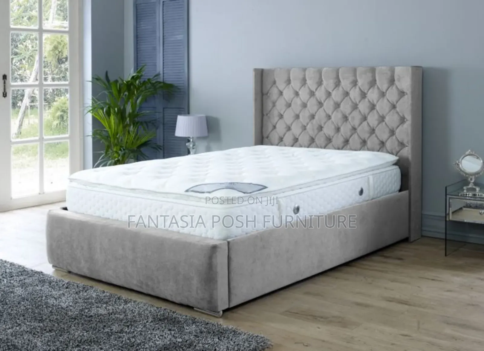 Light Grey Wingback Mocket Bed (S) 5 by 6