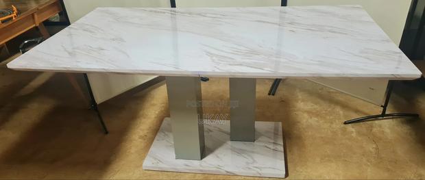 Uk- Allure Marble Effect White Dining Table. - main view