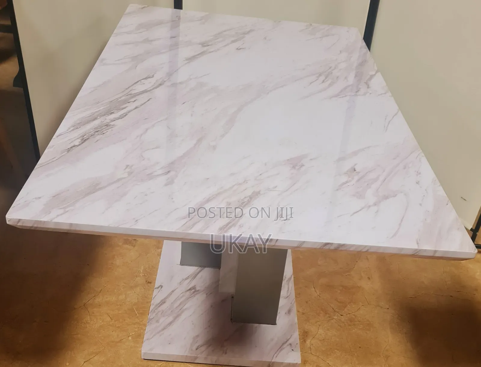 Uk- Allure Marble Effect White Dining Table.