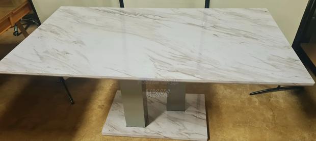 Uk- Allure Marble Effect White Dining Table. - thumbnail 4
