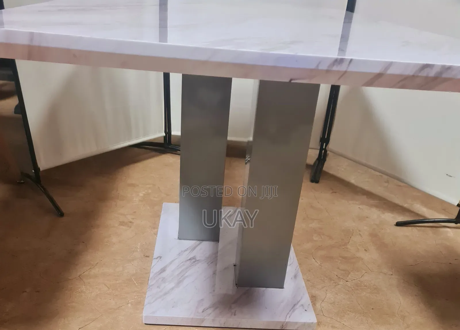 Uk- Allure Marble Effect White Dining Table.