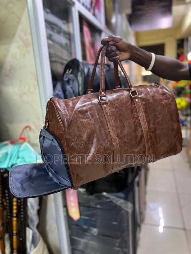 Leather Bag With Shoe Compartment - thumbnail 2