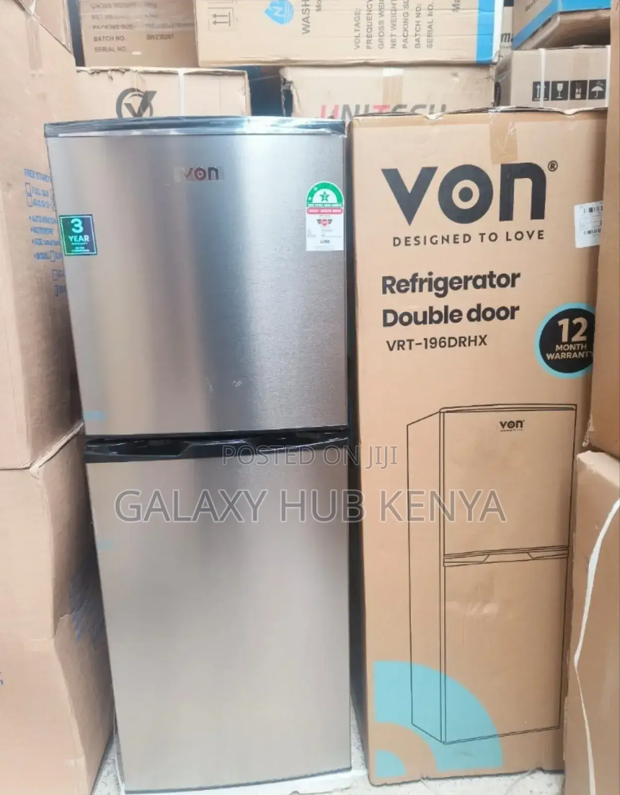 Von Double Door Fridge 195litres VRT-196drhx Inox