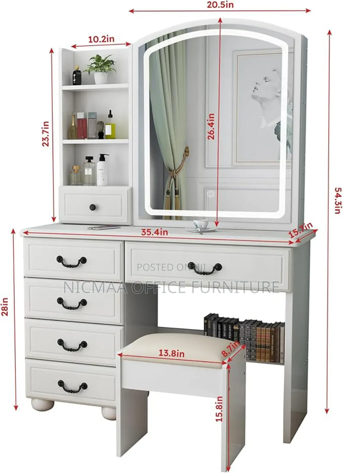 Makeup Dresser Desk With Mirror