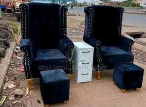 Pedicure/ King-Size Chairs With Pouffes and White Drawers. - thumbnail 2