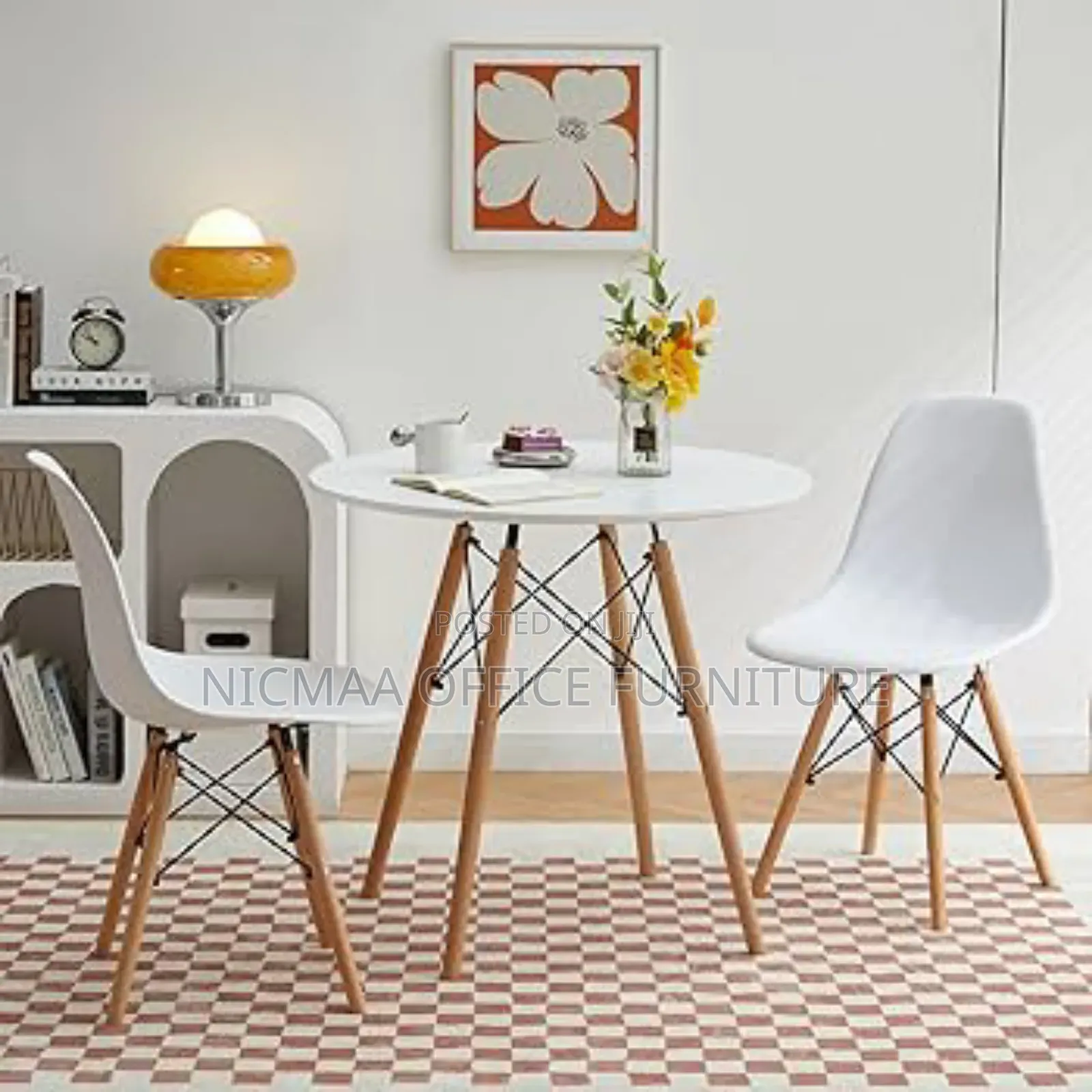 Modern Round White Dining Table for Living Room