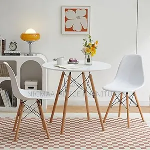 Modern Round White Dining Table for Living Room