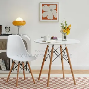Modern Round White Dining Table for Living Room