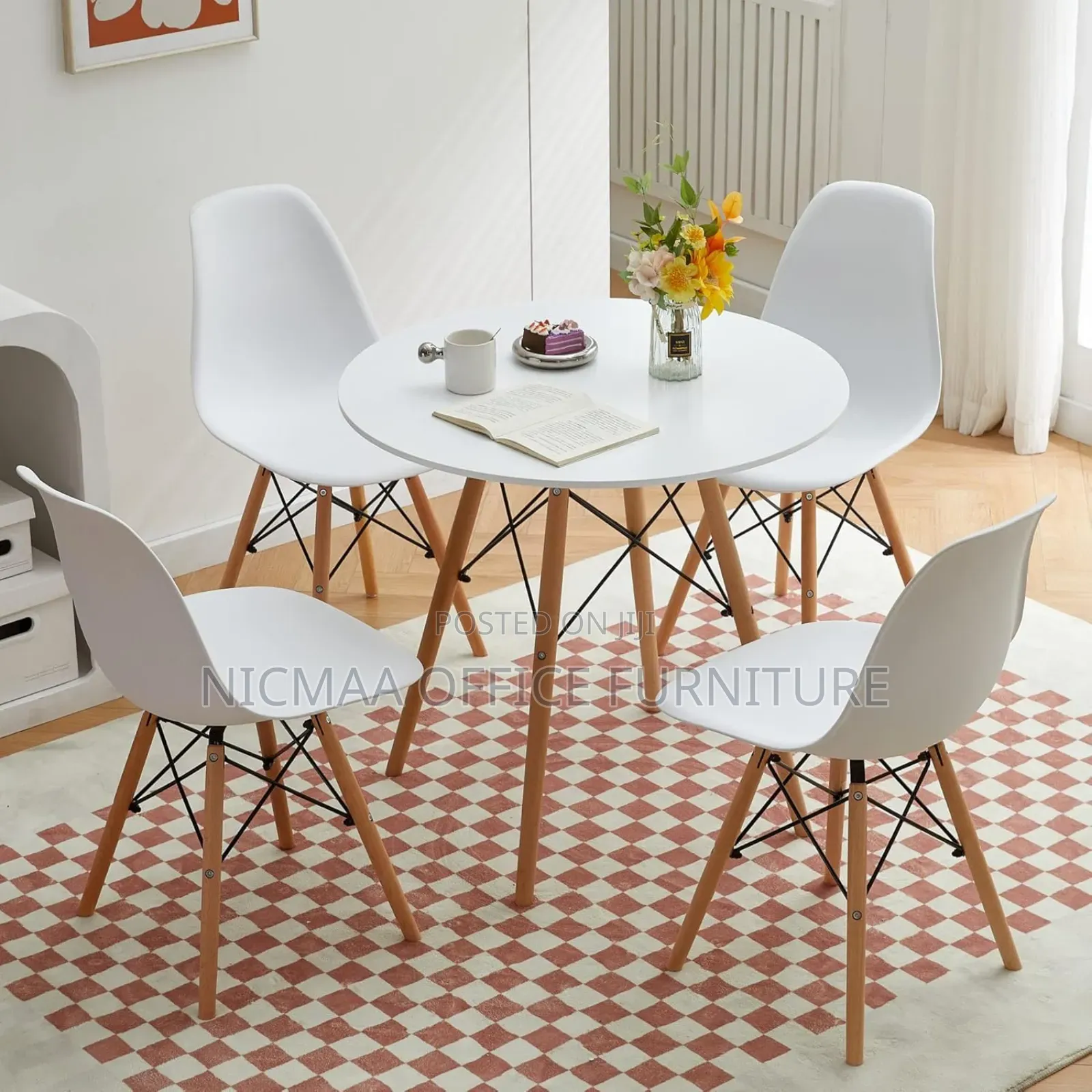 Modern Round White Dining Table for Living Room