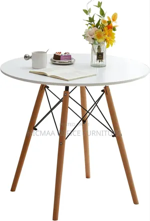 Modern Round White Dining Table for Living Room