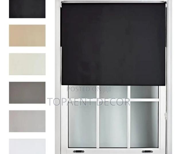 Black Horizontal Roll-up Opaque Office Blinds - main view